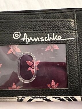 Anuschka Black Floral Accent Card Holder
